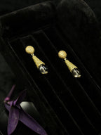 french vintage gold drop earrings with floral crystal pendant