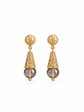 french vintage gold drop earrings with floral crystal pendant