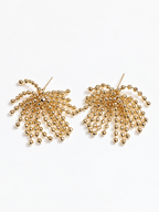 gold beaded tassel earrings with firework-inspired design