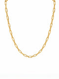 Full view of gold oval link chain necklace