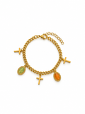 Gold cross bracelet with Virgin Mary pendant