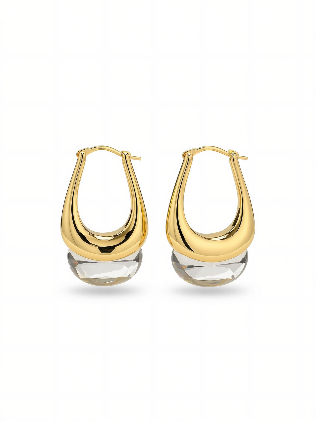 gold crystal teardrop earrings with clear crystal detail