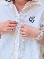 Fine gold microbeads woven into necklace