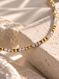 Gold and silver two-tone square CZ bracelet
