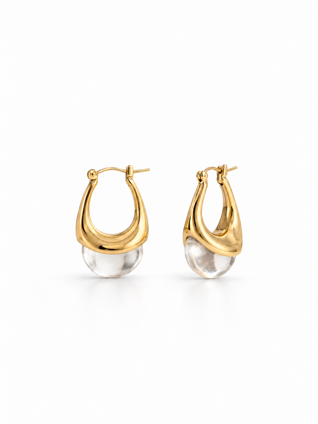 sculptural gold U-shaped teardrop earring frame