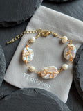 Handmade baroque pearl bracelet with gold wire