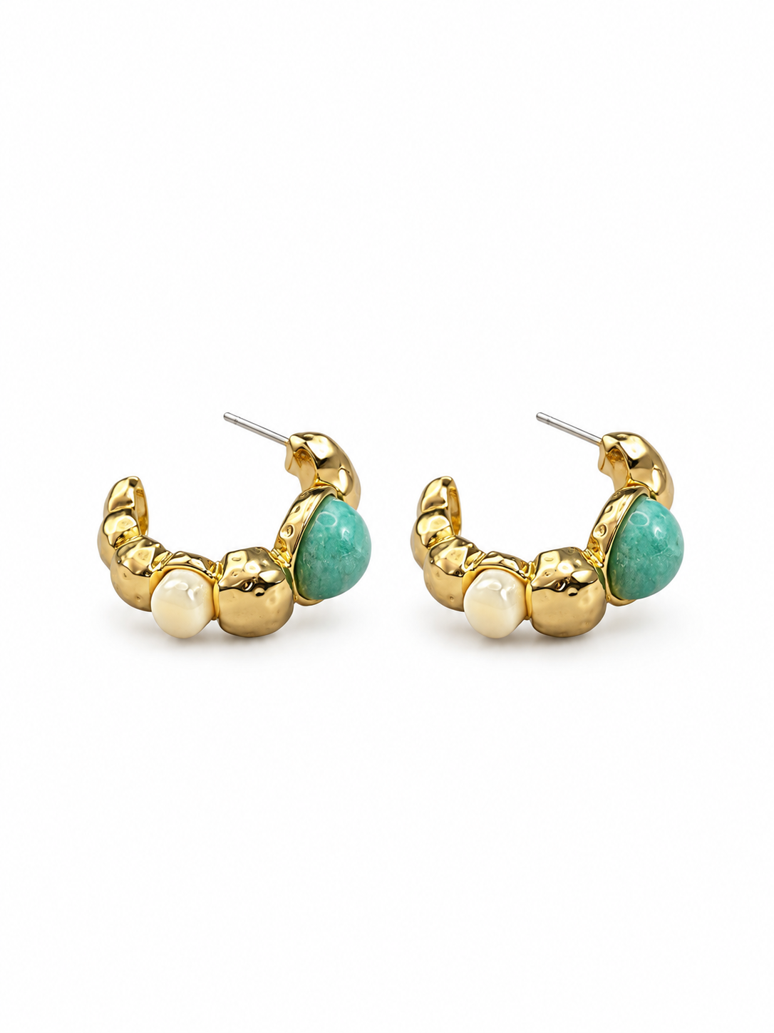 handmade-natural-gemstone-half-hoop-earrings