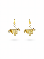 Handmade natural stone tassel earrings with vintage gold beads