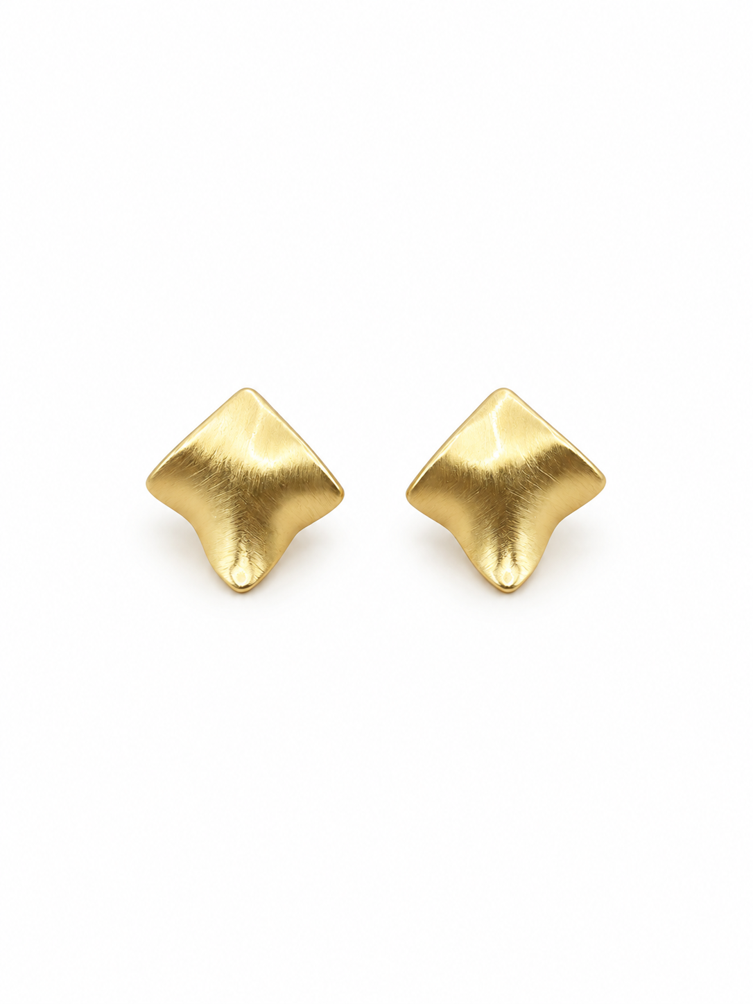 irregular gold geometric stud earrings front view