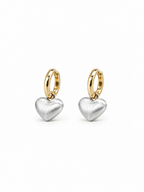matte gold heart pendant earrings detail