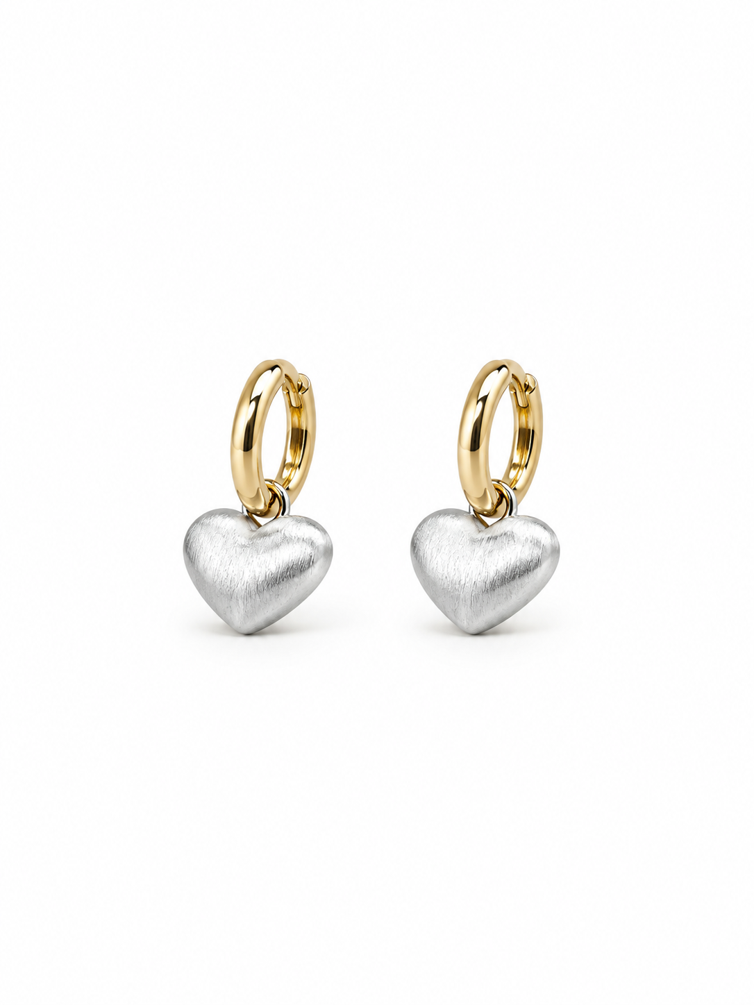 matte gold heart pendant earrings detail