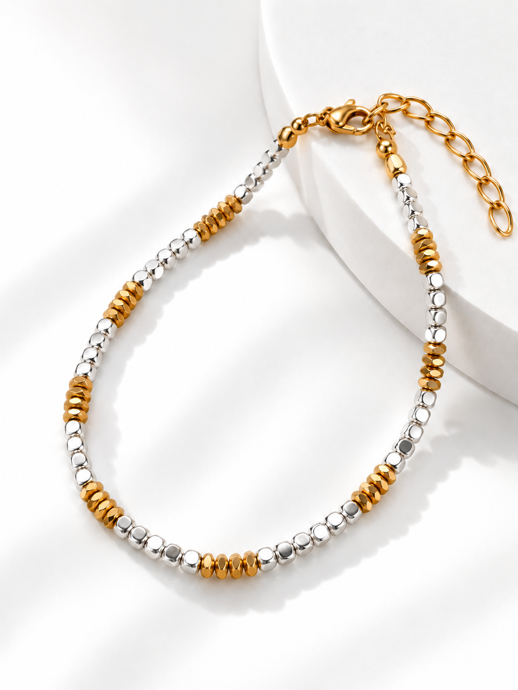 Minimalist silver metal bead bracelet
