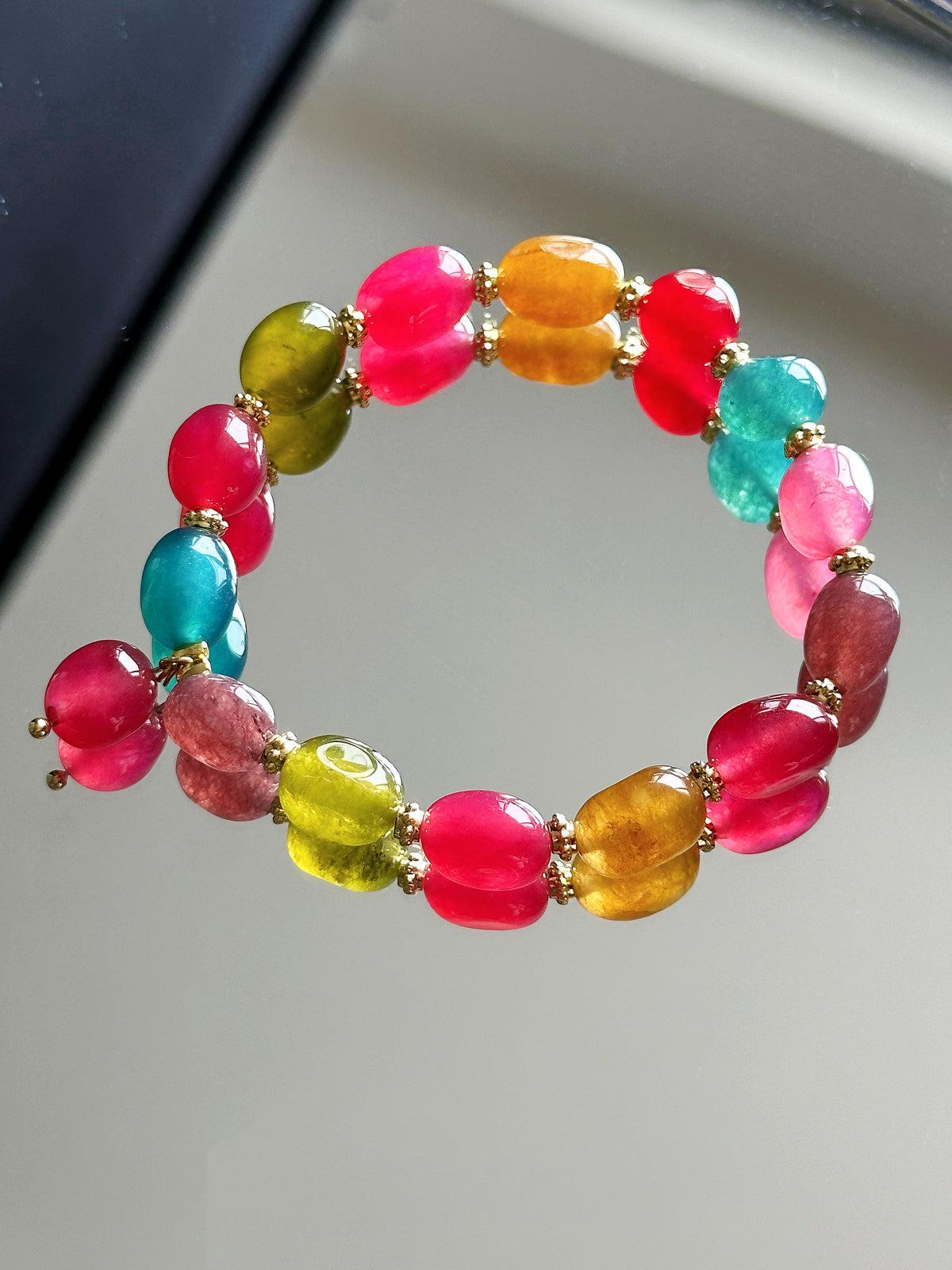 Multicolor natural tourmaline bead bracelet