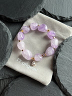 Natural amethyst bracelet with gold-tone accents