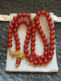 Natural red agate convertible necklace with gold-tone details