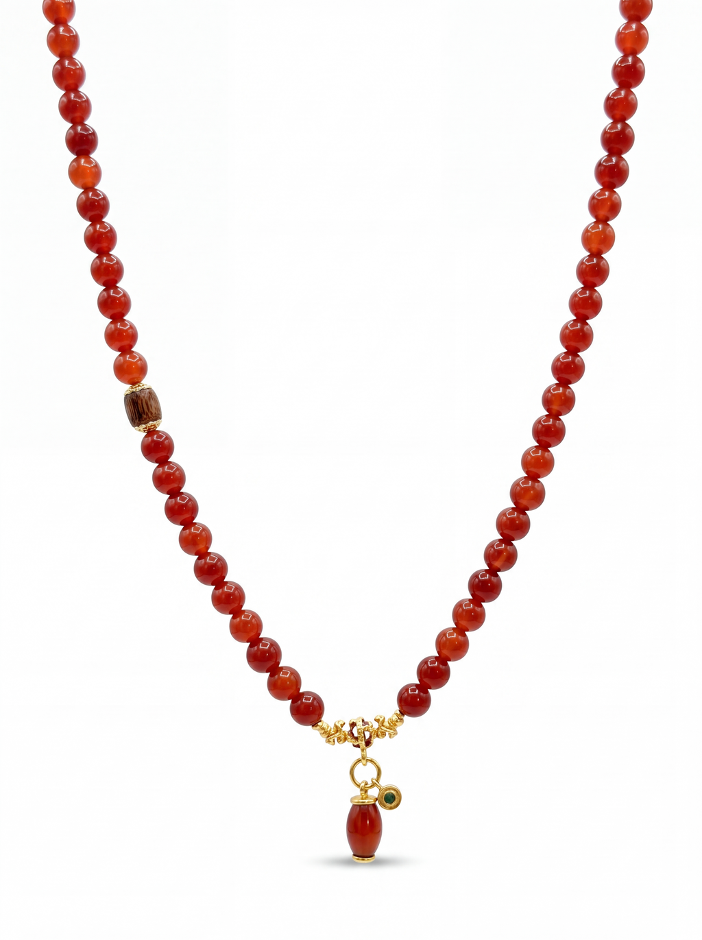 Natural red agate convertible necklace with gold-tone details