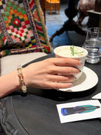 Natural white crystal bracelet worn on the wrist
