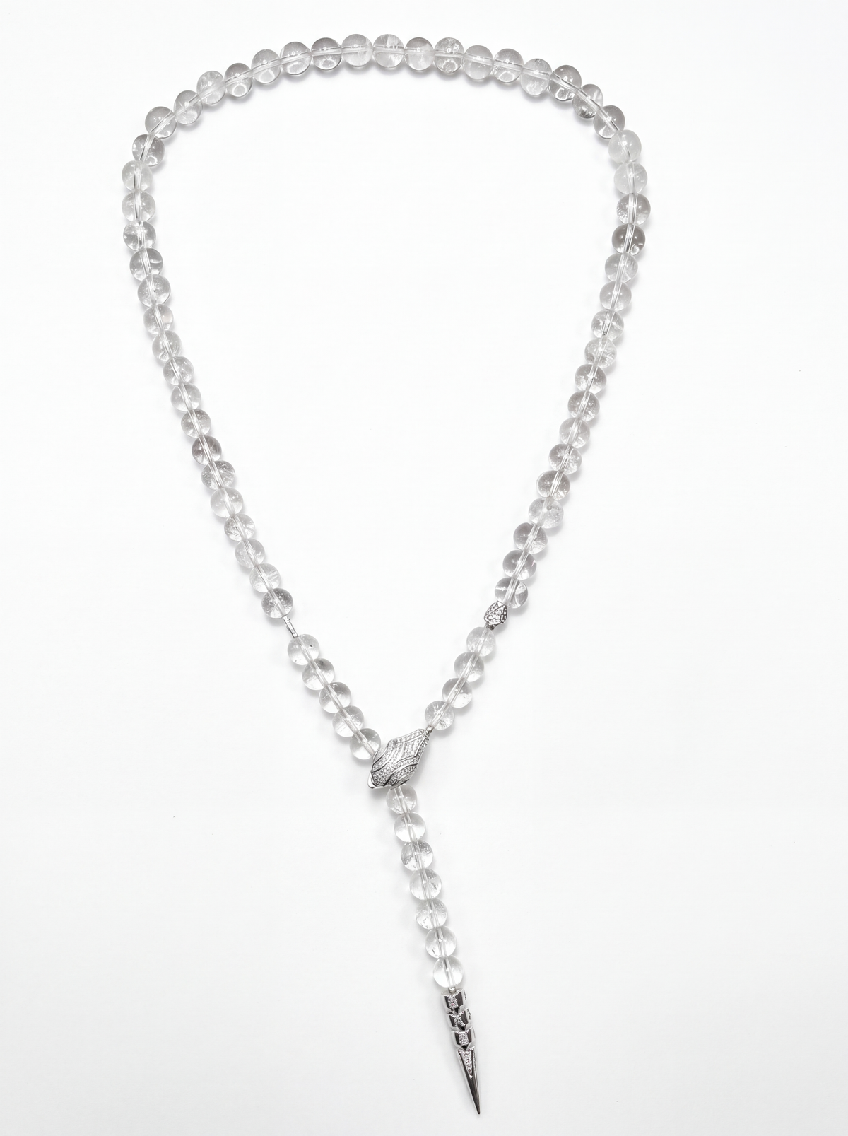 Y-shaped natural white crystal necklace