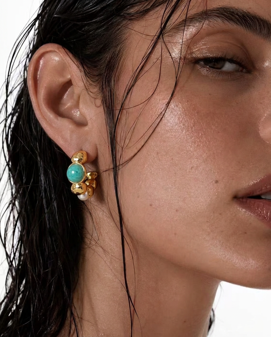 natural-gemstone-half-hoop-earrings-worn