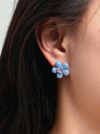 petite blue floral earrings for everyday wear