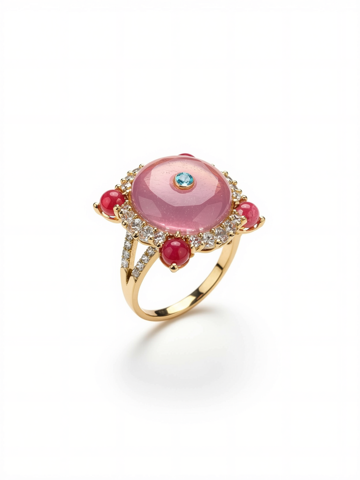 Swirling pink center detail on statement ring