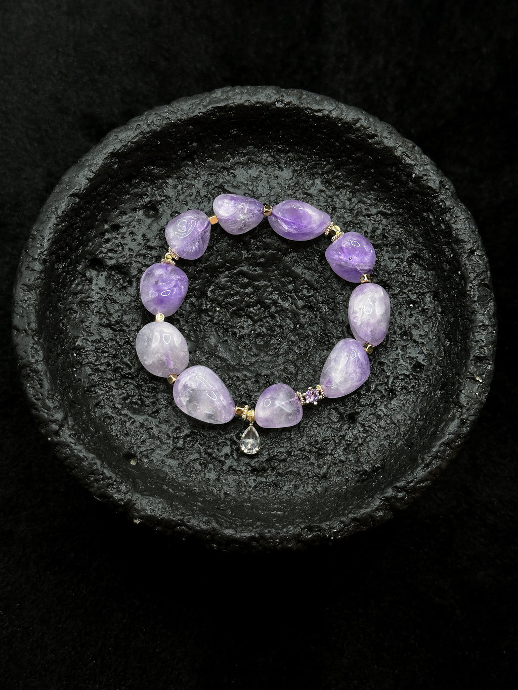 Natural purple amethyst bead bracelet