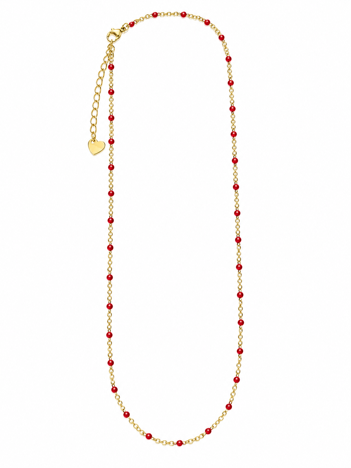 Red enamel gold necklace