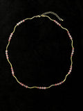 Rose quartz gold chain necklace