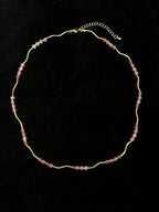 Rose quartz gold chain necklace