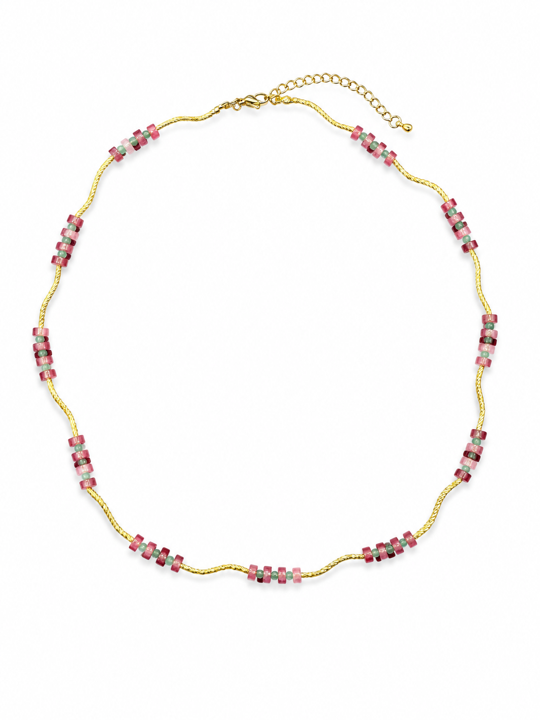 Rose quartz gold chain necklace