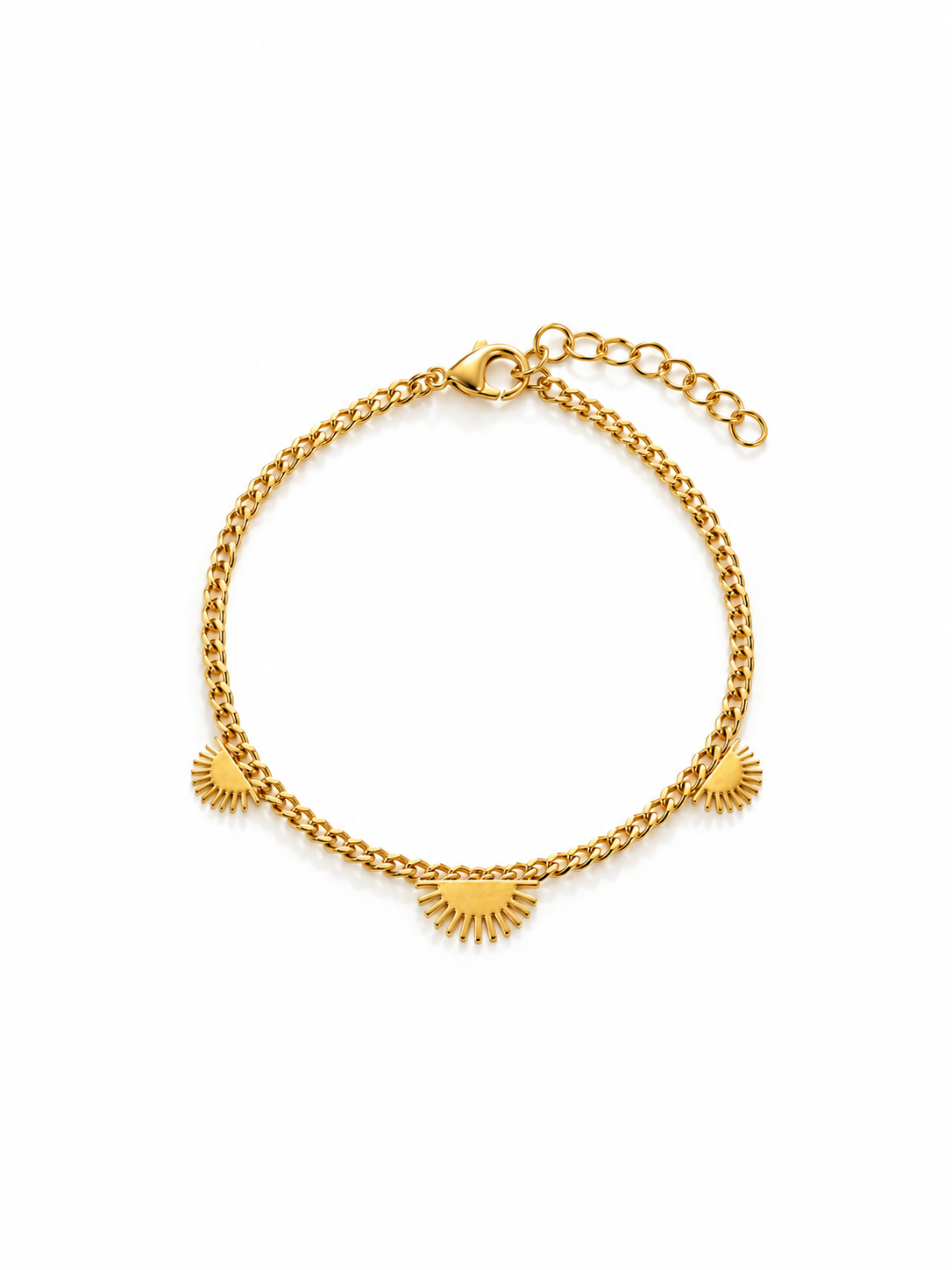 Sun evil eye gold chain bracelet 