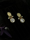 vintage double coin earrings with gold and silver details