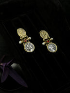 vintage double coin earrings with gold and silver details