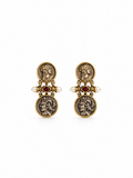 vintage double coin earrings front view