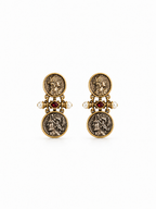 vintage double coin earrings front view
