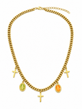 Vintage gold cross statement necklace
