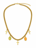 Vintage gold cross statement necklace