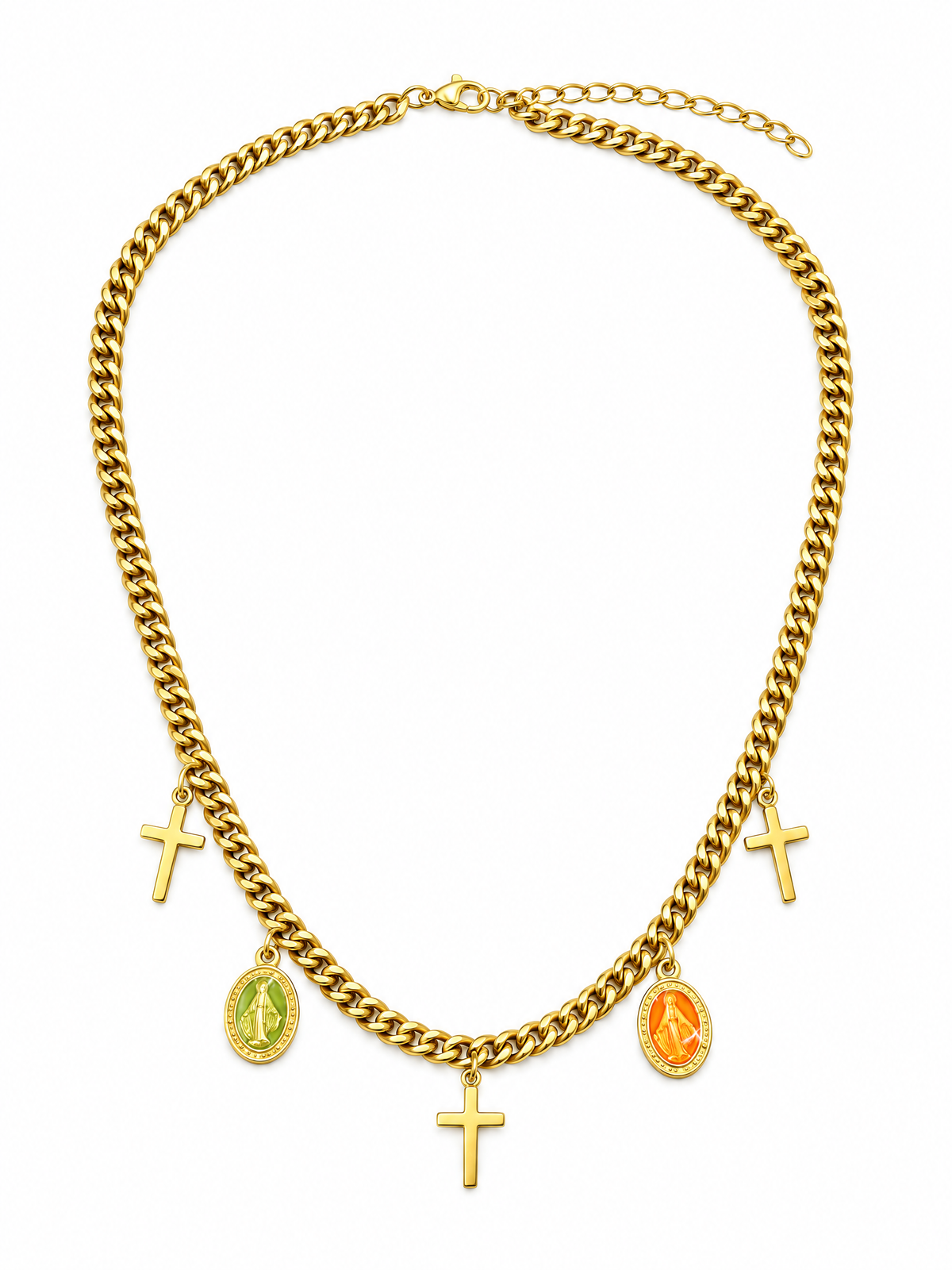 Vintage gold cross statement necklace