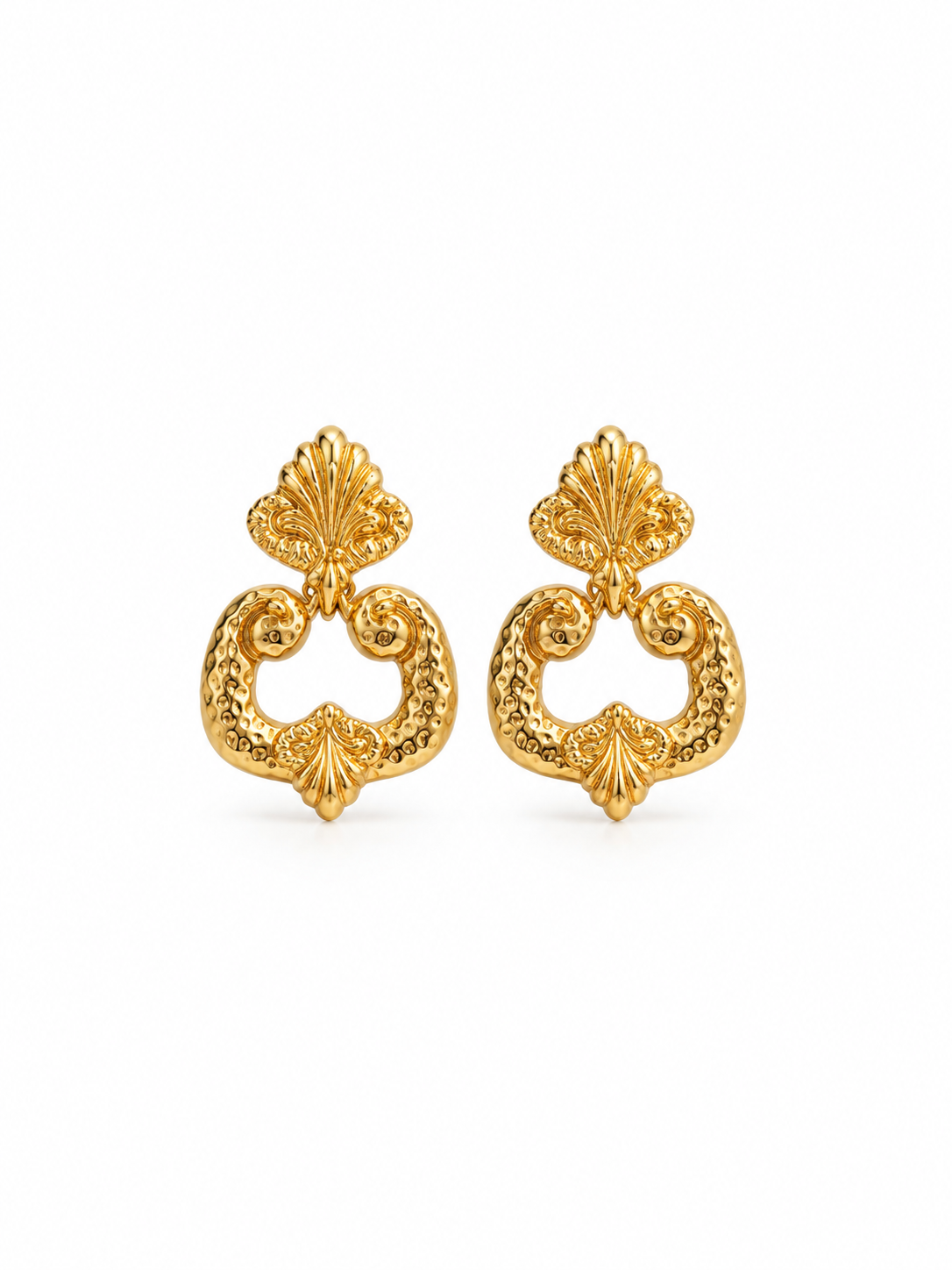 vintage gold leaf earrings with sculptural textured design