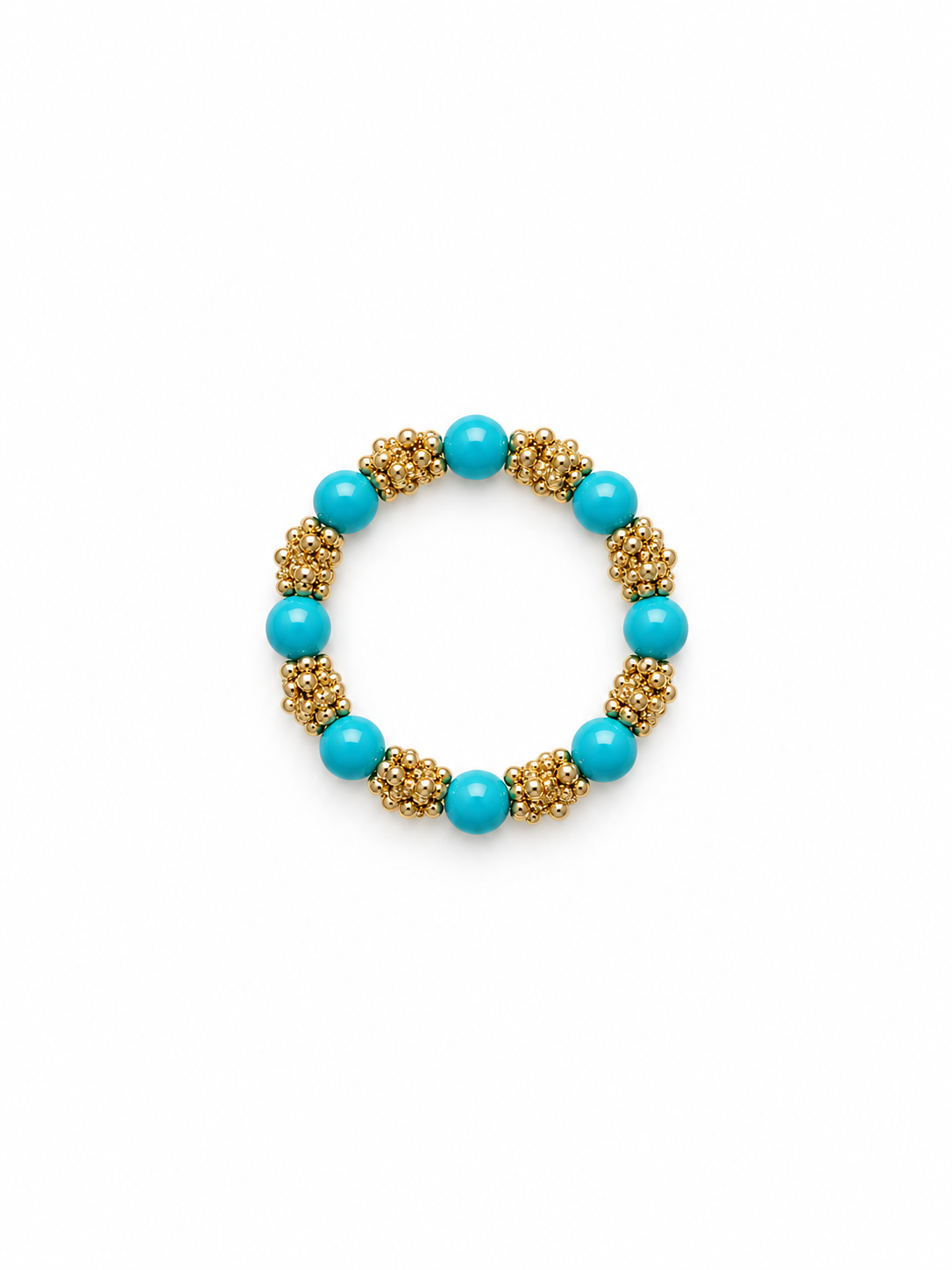 Vintage imitation turquoise beaded bracelet with gold-tone details