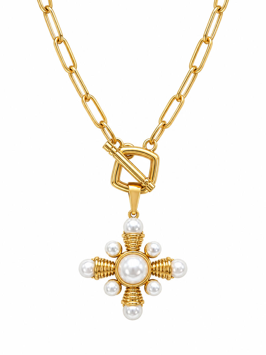 Vintage cross pendant with pearl details