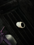 White crystal sculptural statement ring with matte silver-tone band