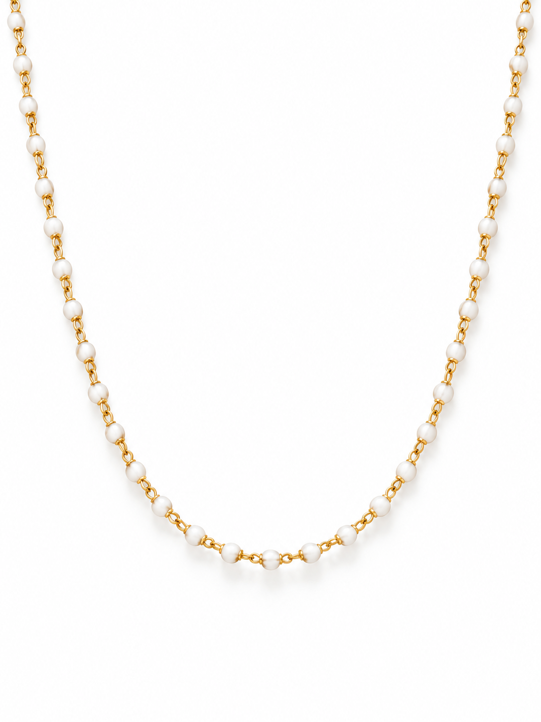 White enamel details on gold chain necklace