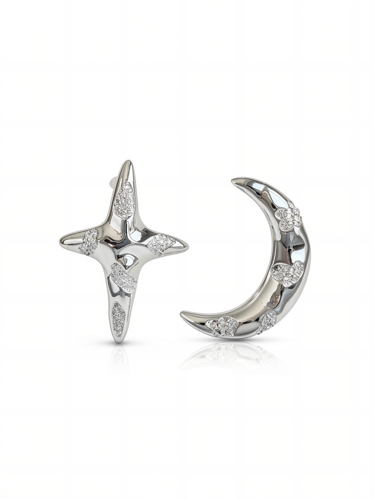 white zircon celestial moon and star earrings for everyday styling