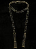 Handmade woven gold tassel long necklace