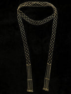 Handmade woven gold tassel long necklace