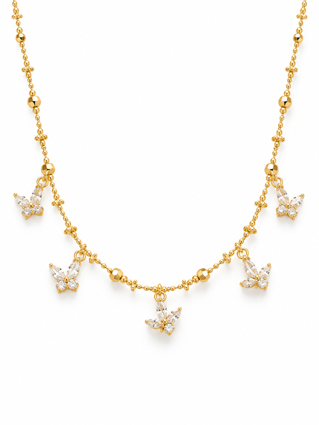 Faceted zircon butterfly pendant detail